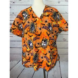 Disney Scrub Top‎ Happy Halloween Plus size 3X 3XL Vneck Mickey Mouse Shirt
